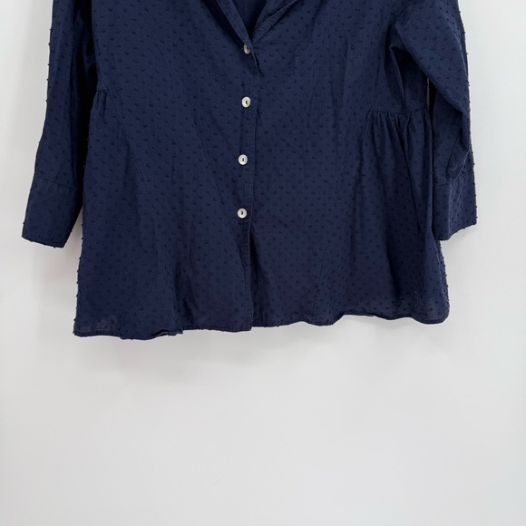 Pomander Place Tuckernuck Scarlett Top Womens Large Blue Swiss Dot Button down - Picture 3 of 10